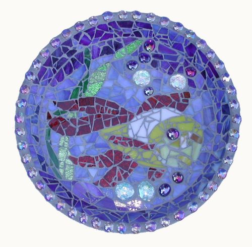 mosaic birdbath goldfish