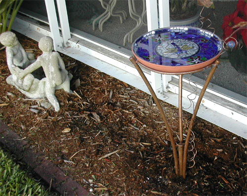 mosaic birdbath with stand