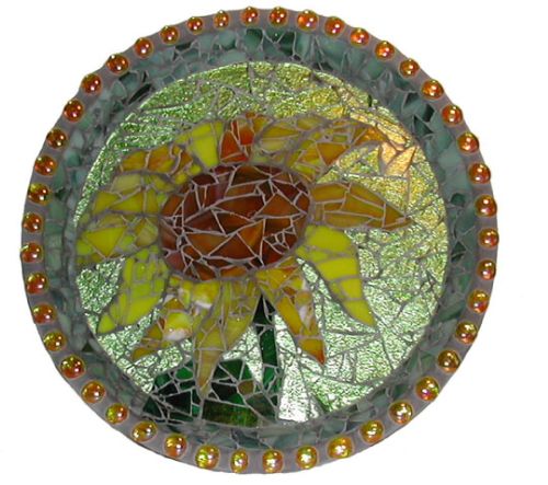 mosaic  birdbath sunflower